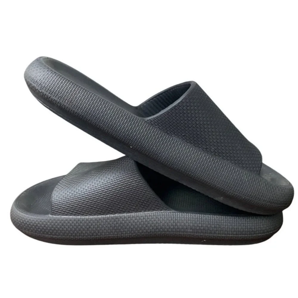 Joomra Mens Size 13/14 Black Foam Non Slip Quick Dry Shower Slides Sandal Shoes